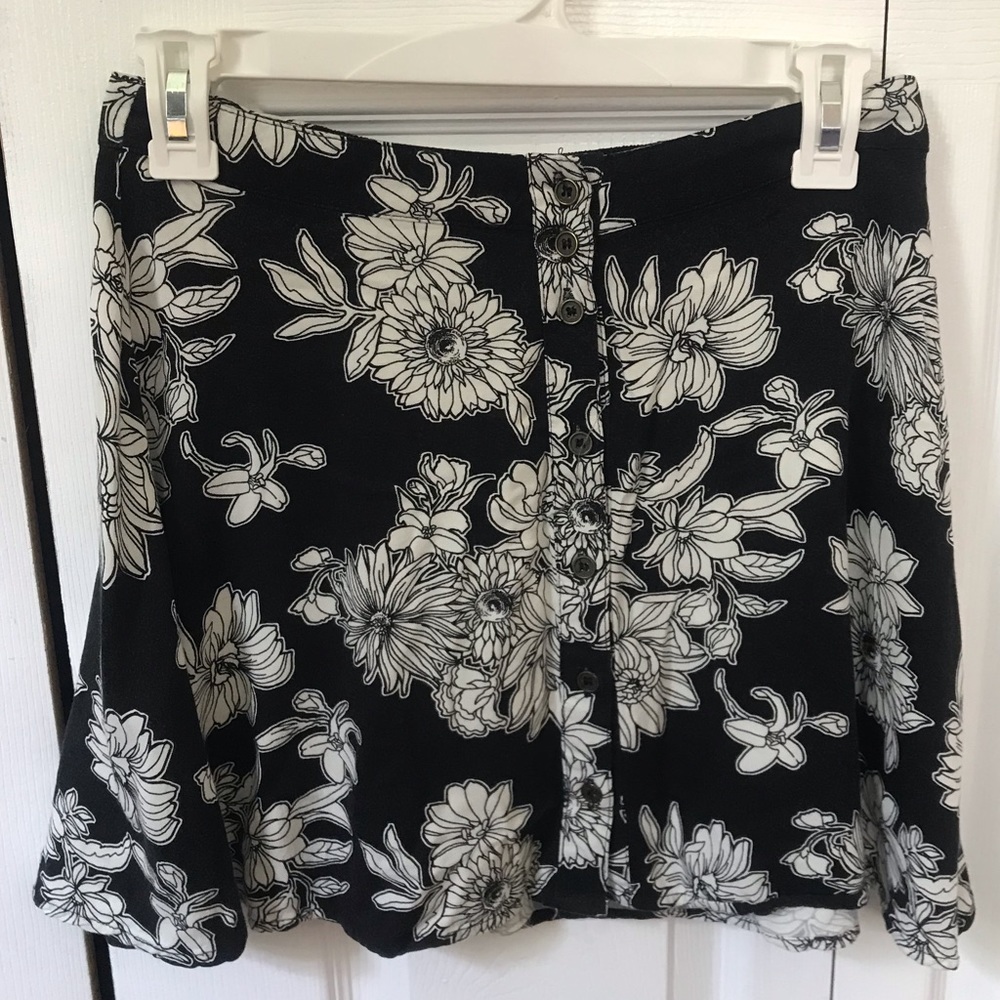 Black and white floral skirt
